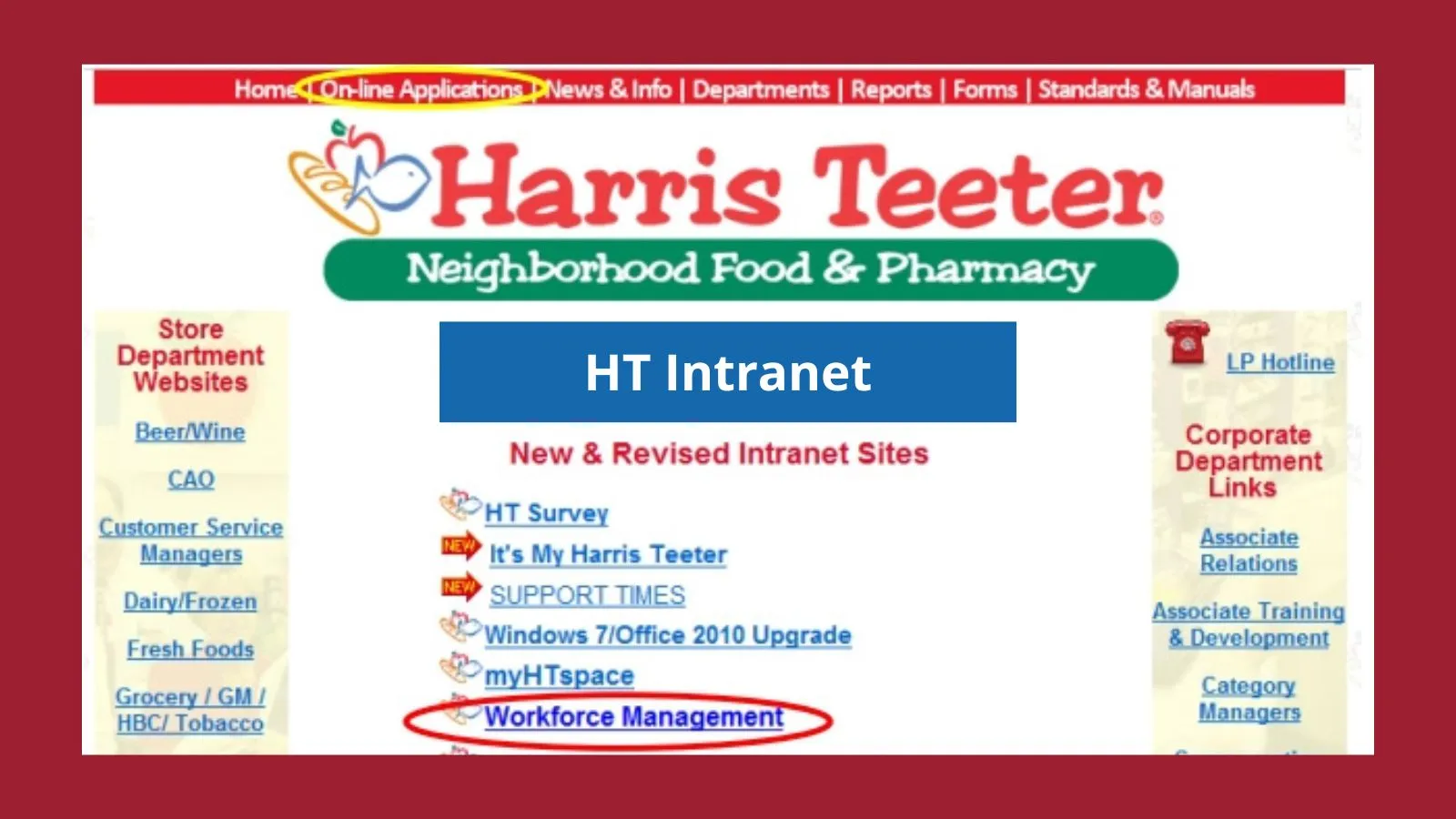 HT Intranet for Harris Teeter Employees