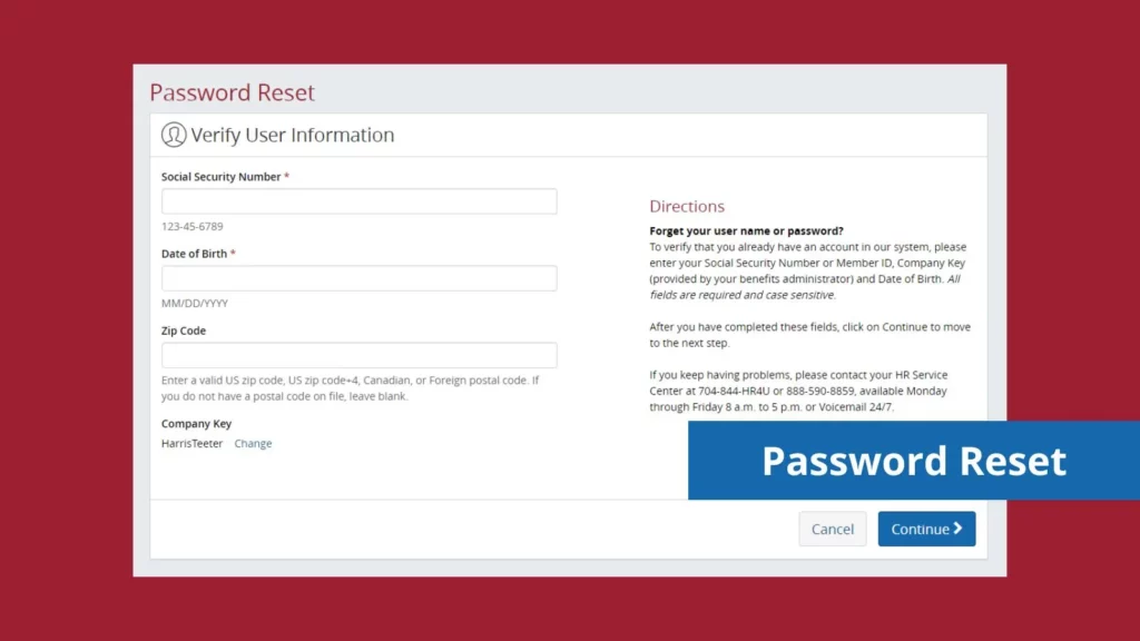 password reset for harris teeter employee login